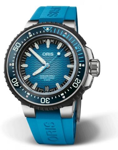 Oris AquisPro 4000M Titanium Blue Rubber Replica Watch 01 400 7777 7155-Set